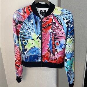 Nike Tropical Floral Bomber Jacket Womens Size XS
